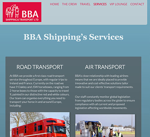 BBA Shipping & Transport website